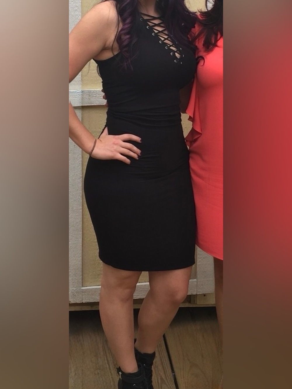 Forever 21 Black Lace-Up Dress